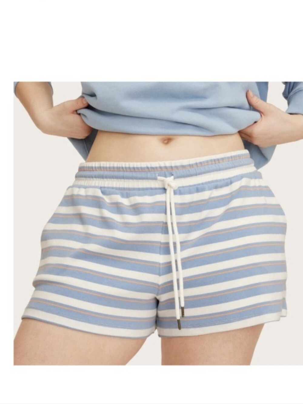 NEW! PARKE Striped Pull-On Sweatshorts Size L